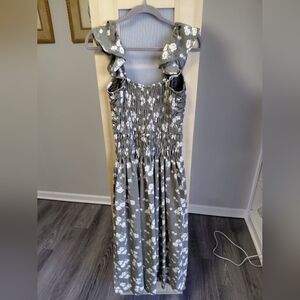 And Now This Green Ivory Maxi Dress Floral Pretty Prairie Chic